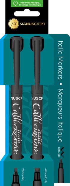 Italic Markers- Black - Medium & Extra Broad