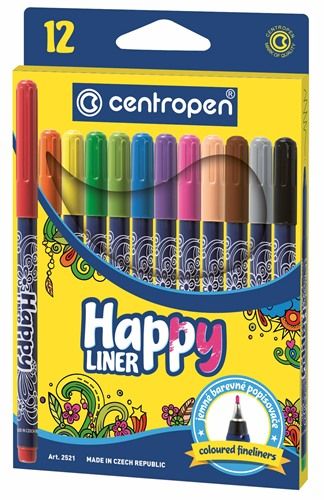 Centropen Assorted Happy Fineliners Pack of 12