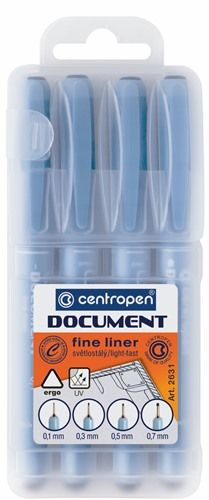 Centropen Document Black Fineliners - Pack of 4