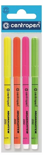 Centropen Assorted Uni Highlighters - Pack of 4