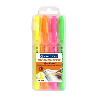 Centropen Assorted Chisel Highlighters - Pack of 4