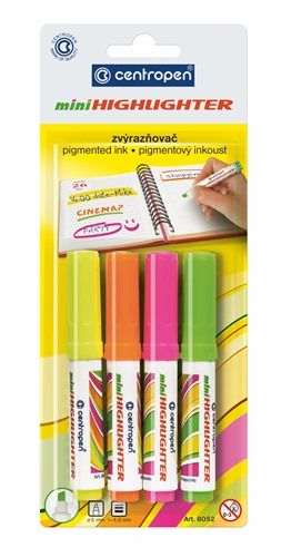 Centropen Assorted Mini Highlighters - Pack of 4