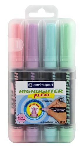 Centropen Assorted Flexi Pastel Highlighters - Pack of 4