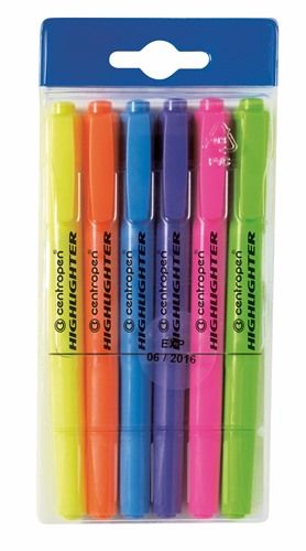 Centropen Assorted Highlighters Wallet - Pack of 6