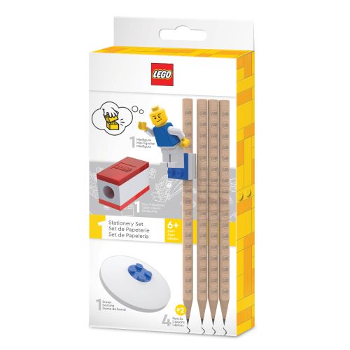 LEGO® 2.0 Stationery set with minifigure, 4 pencils, 1 topper, 1 sharpener & 1 eraser