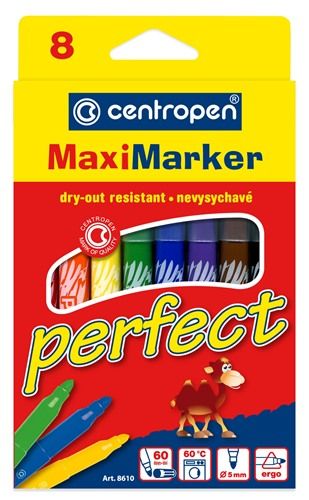 Centropen Assorted Perfect Dry Safe Markers - Pack of 8