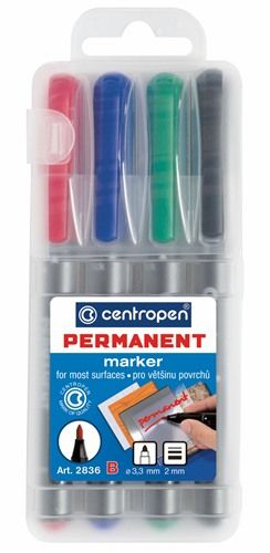 Centropen Assorted Permanent 3.3mm Markers - Pack of 4