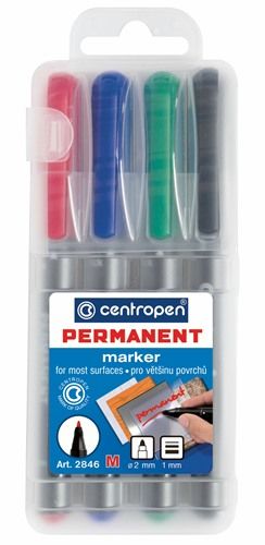 Centropen Assorted Permanent 2mm Markers - Pack of 4