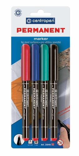 Centropen Assorted Permanent Markers Clam - Pack of 4