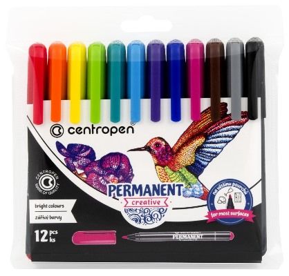 Centropen Assorted Permanent Creative Markers - Pack of 12