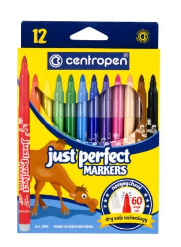 Centropen Assorted Just Perfect Dry Safe Markers - Pack of 12
