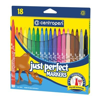 Centropen Assorted Just Perfect Dry Safe Markers - Pack of 18