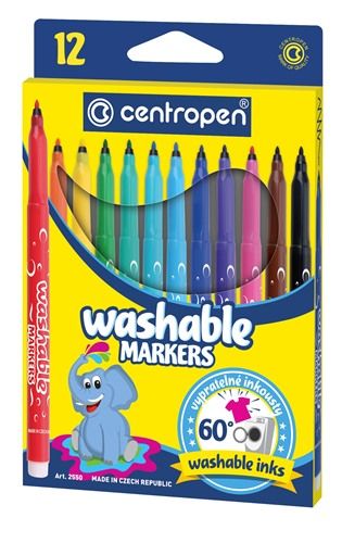 Centropen Assorted Washable Colouring Pens - Pack of 12
