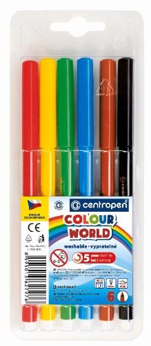 Centropen Assorted Colour World Pens - Pack of 6