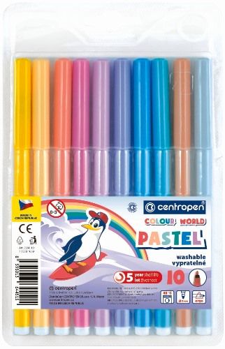 Centropen Assorted Pastel Colour World Pens - Pack of 10