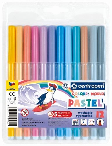 Centropen Assorted Pastel Colour World Pens - Pack of 12
