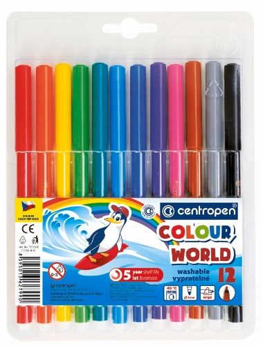 Centropen Assorted Colour World Pens - Pack of 12