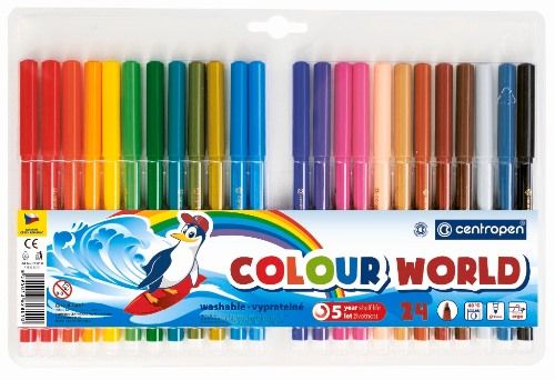 Centropen Assorted Colour World Pens - Pack of 24