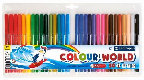 Centropen Assorted Colour World Pens - Pack of 30