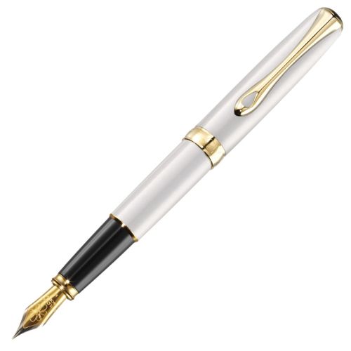 Diplomat Excellence A2 Pearl White Gold Fountain Pen - Broad