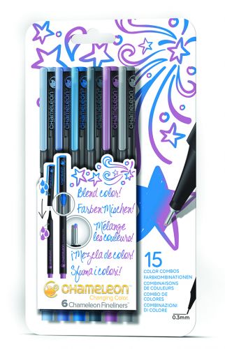 Chameleon Art Products Fineliners 6 Pack Cool Colours Set