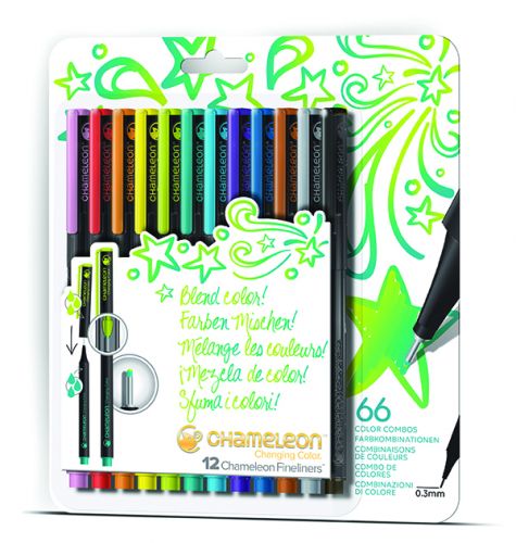 Chameleon Art Products Fineliners 12 Pen Bright Colors Set