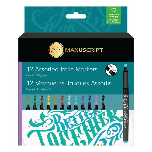 Pk 12 Manuscript Assorted Callicreative Italic Markers, Broad