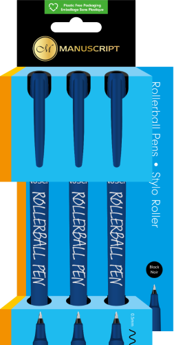 Pk 3 Manuscript Triple Pk Black Rollerball Pens
