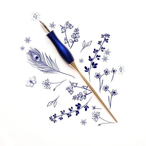 Bloom Calligraphy Pen - Straight - Bluebell