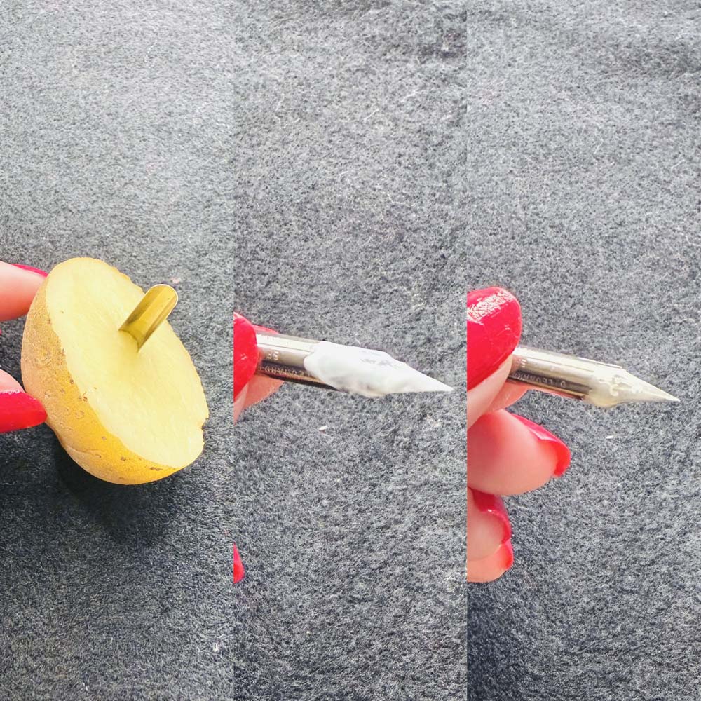 An image showing different ways to prepare a nib before starting calligraphy